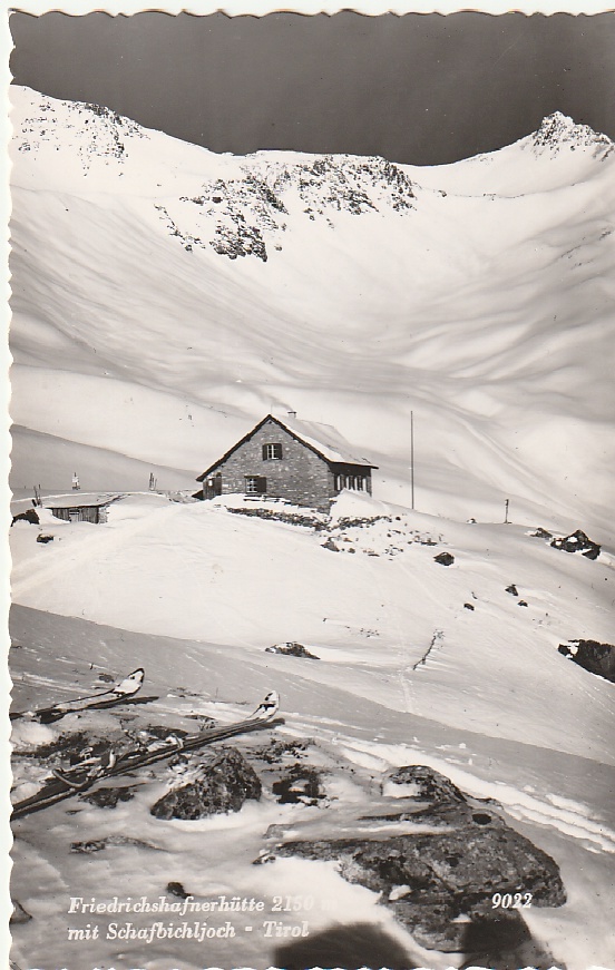 unbekannt Postkarte "Friedrichshafener Hütte 2150 m mit Schafbichljoch - Tirol"